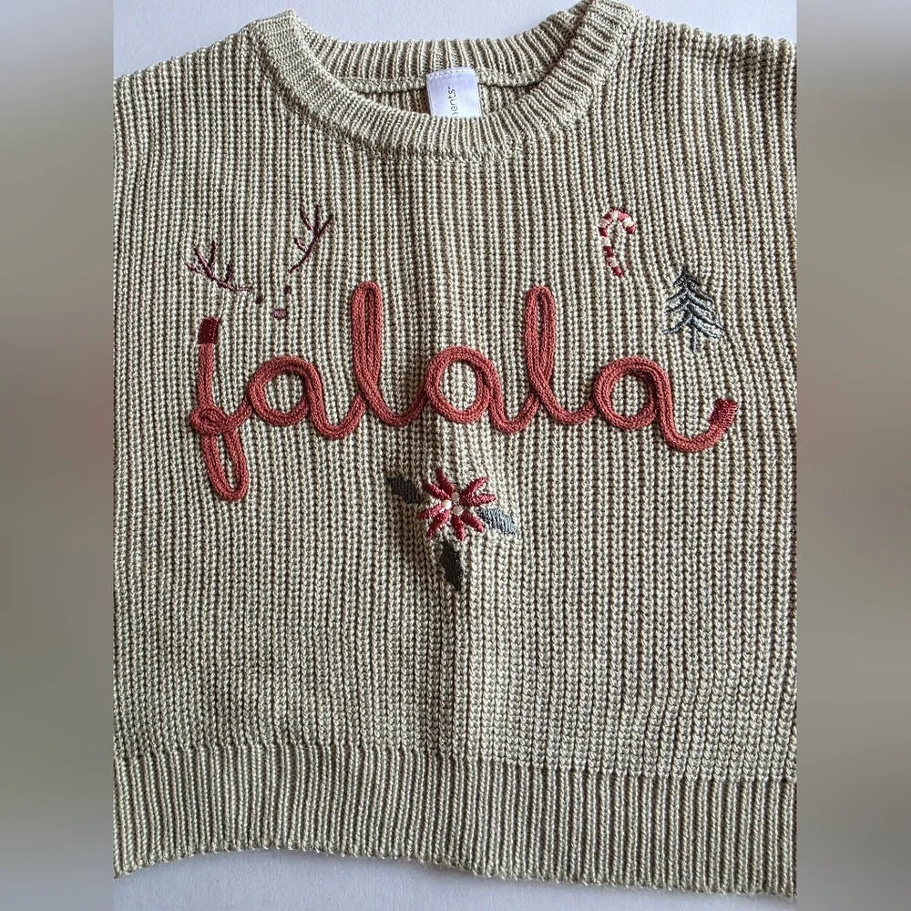 Modern Moments Baby Holiday Sweater 12 Months Fa La La Embroidered Knit Pullover